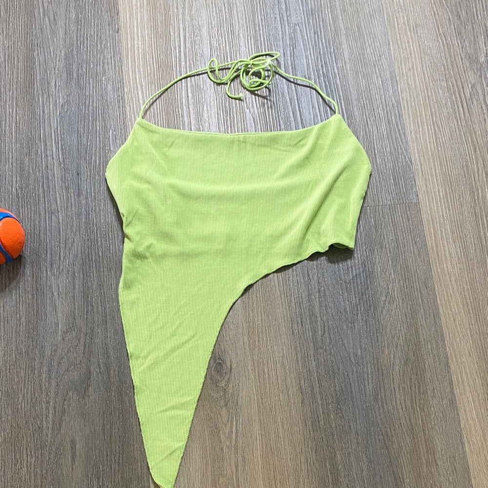 PrettyLittleThing Neon Green Asymmetrical Top